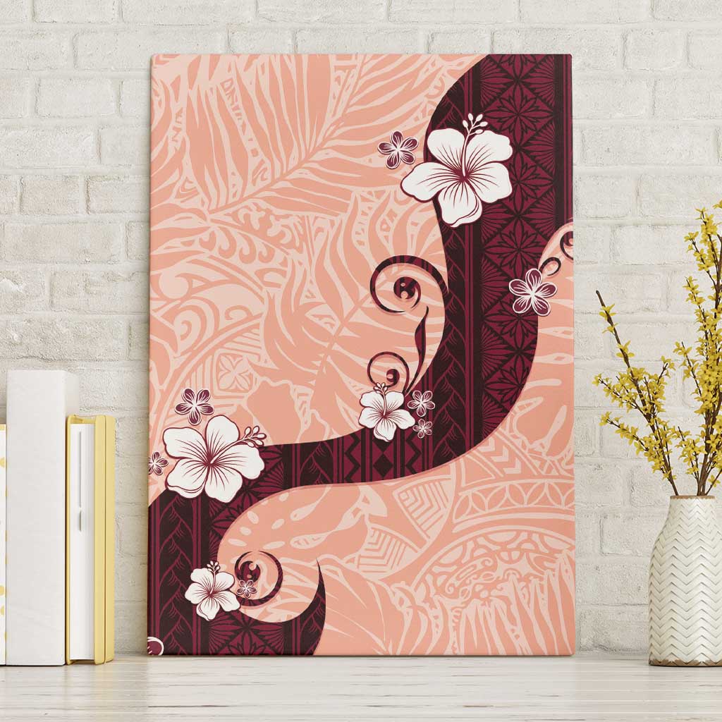 Polynesia Hibiscus Canvas Wall Art Rose Bud Curve Motif LT05 Without Frame Red - Polynesian Pride