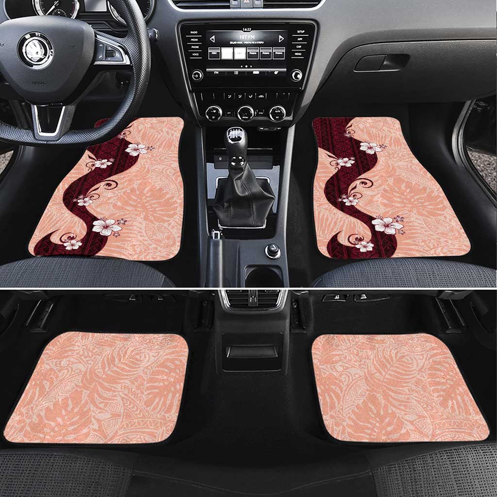 Polynesia Hibiscus Car Mats Rose Bud Curve Motif LT05 Set 4pcs Red - Polynesian Pride