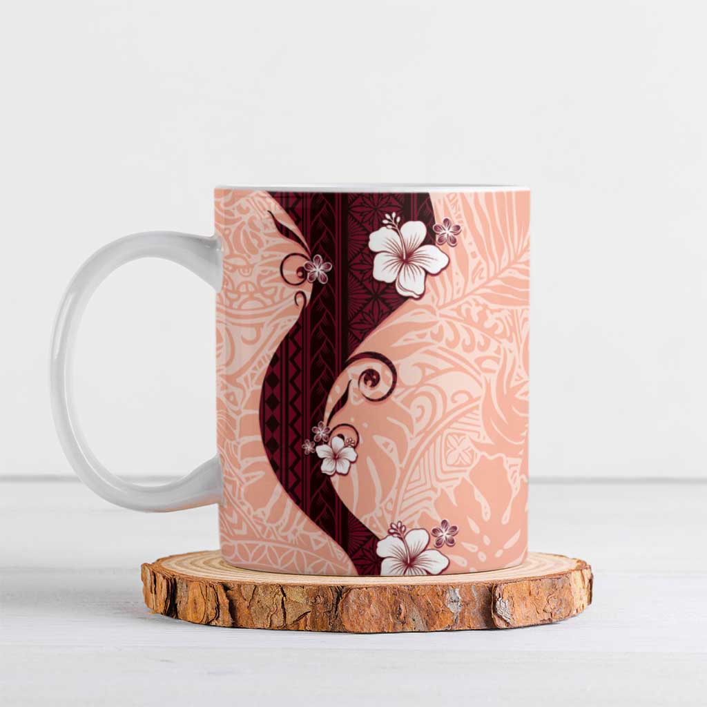 Polynesia Hibiscus Ceramic Mug Rose Bud Curve Motif LT05 Red - Polynesian Pride