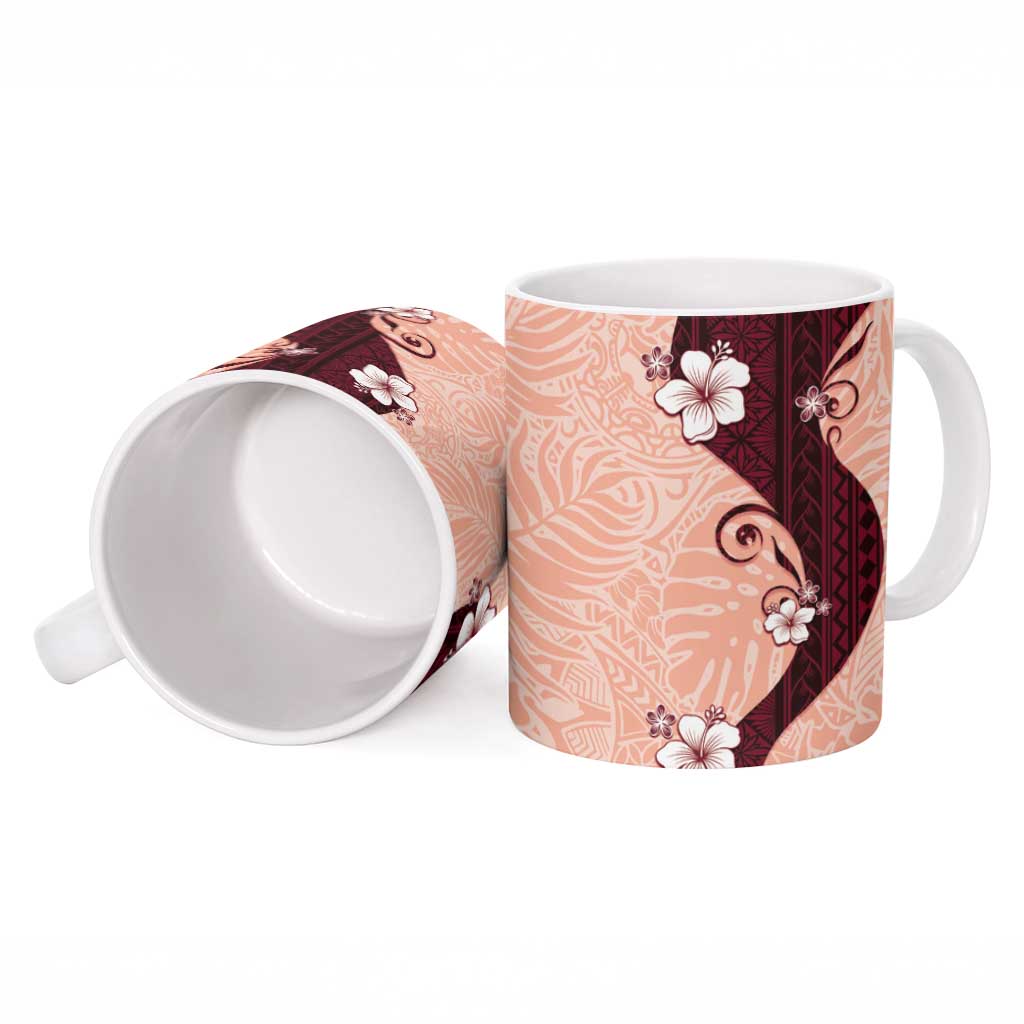 Polynesia Hibiscus Ceramic Mug Rose Bud Curve Motif LT05 - Polynesian Pride
