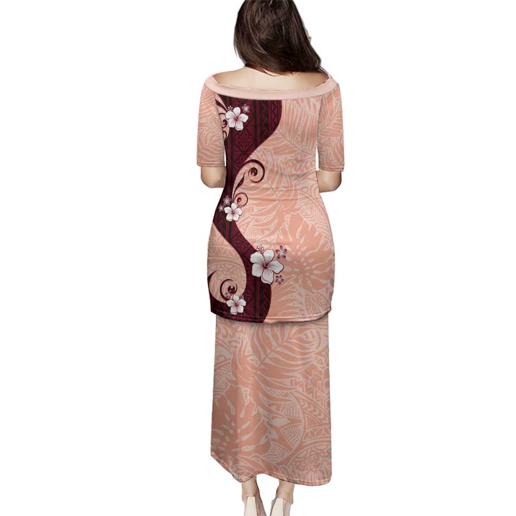 Polynesia Hibiscus Family Matching Puletasi and Hawaiian Shirt Rose Bud Curve Motif - Polynesian Pride