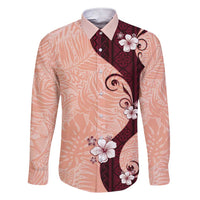 Polynesia Hibiscus Family Matching Short Sleeve Bodycon Dress and Hawaiian Shirt Rose Bud Curve Motif - Polynesian Pride