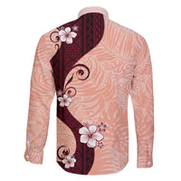 Polynesia Hibiscus Family Matching Short Sleeve Bodycon Dress and Hawaiian Shirt Rose Bud Curve Motif - Polynesian Pride