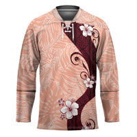 Polynesia Hibiscus Hockey Jersey Rose Bud Curve Motif LT05 Unisex Red - Polynesian Pride