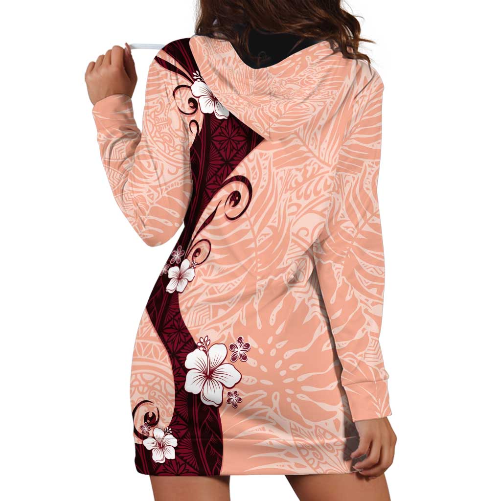 Polynesia Hibiscus Hoodie Dress Rose Bud Curve Motif - Polynesian Pride