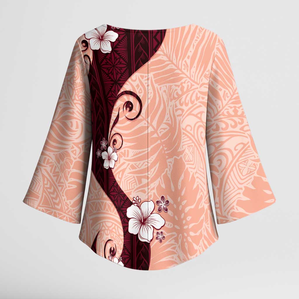 Polynesia Hibiscus Kimono Sleeve Blouse Rose Bud Curve Motif LT05 - Polynesian Pride