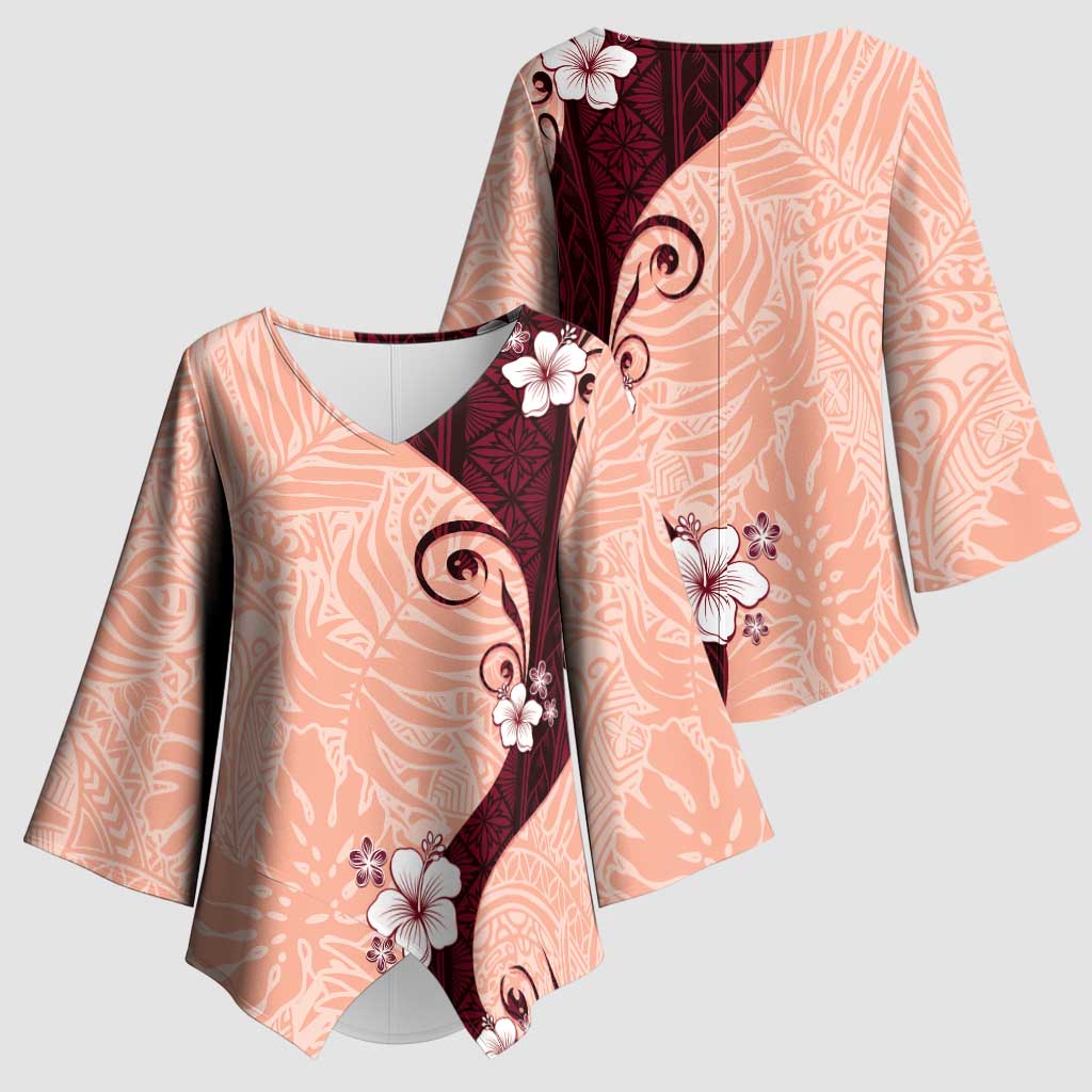 Polynesia Hibiscus Kimono Sleeve Blouse Rose Bud Curve Motif LT05 - Polynesian Pride