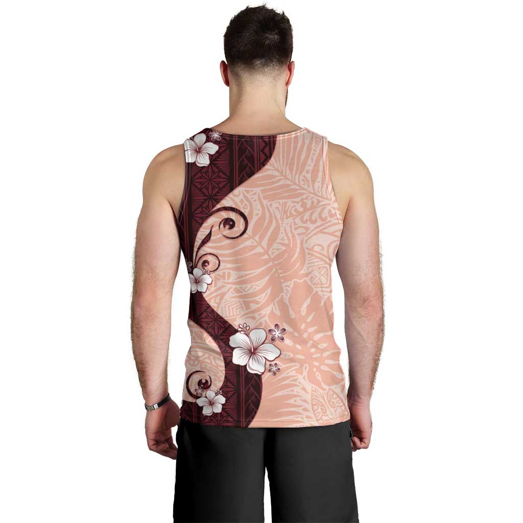 Polynesia Hibiscus Men Tank Top Rose Bud Curve Motif LT05 - Polynesian Pride
