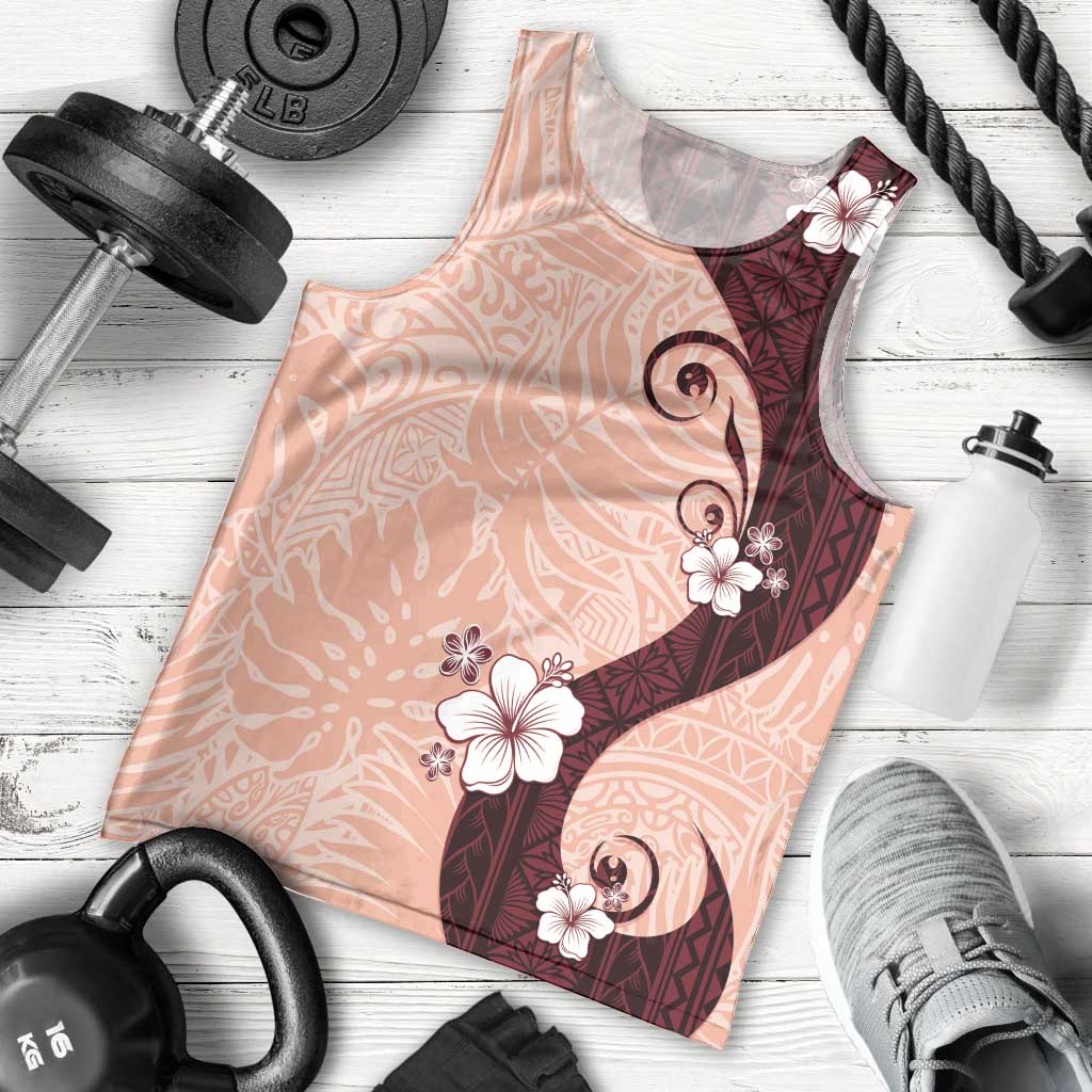 Polynesia Hibiscus Men Tank Top Rose Bud Curve Motif LT05 - Polynesian Pride