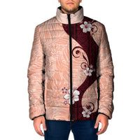 Polynesia Hibiscus Padded Jacket Rose Bud Curve Motif LT05 Men Red - Polynesian Pride