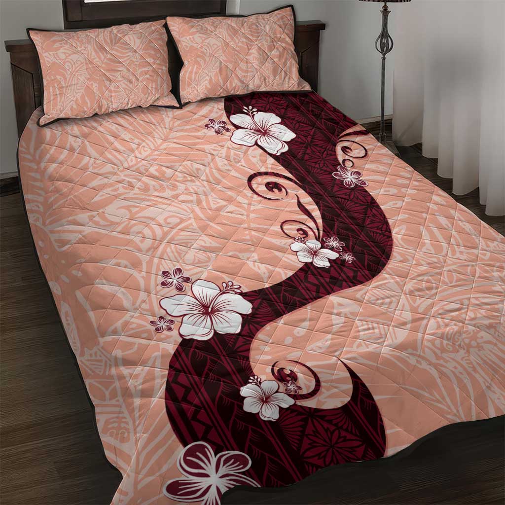 Polynesia Hibiscus Quilt Bed Set Rose Bud Curve Motif - Polynesian Pride
