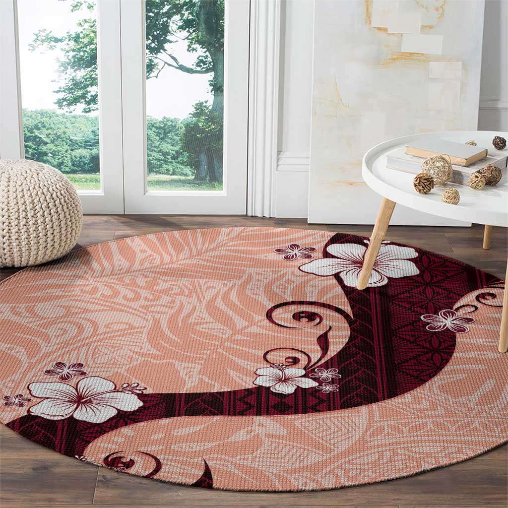 Polynesia Hibiscus Round Carpet Rose Bud Curve Motif - Polynesian Pride