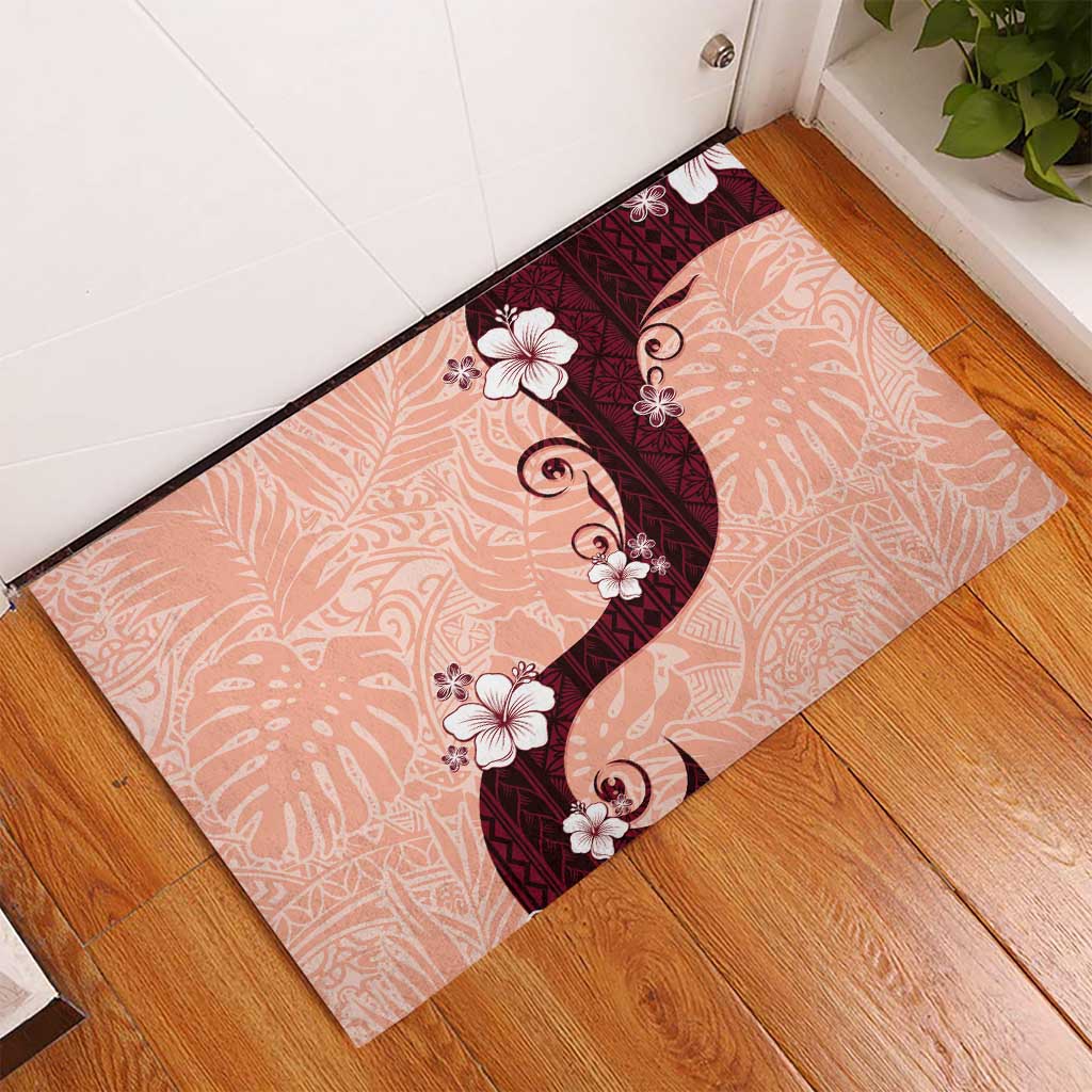 Polynesia Hibiscus Rubber Doormat Rose Bud Curve Motif LT05 - Polynesian Pride