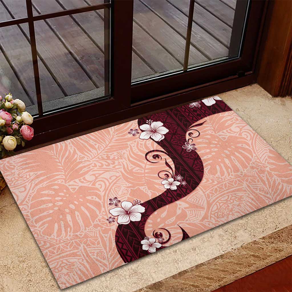 Polynesia Hibiscus Rubber Doormat Rose Bud Curve Motif LT05 - Polynesian Pride