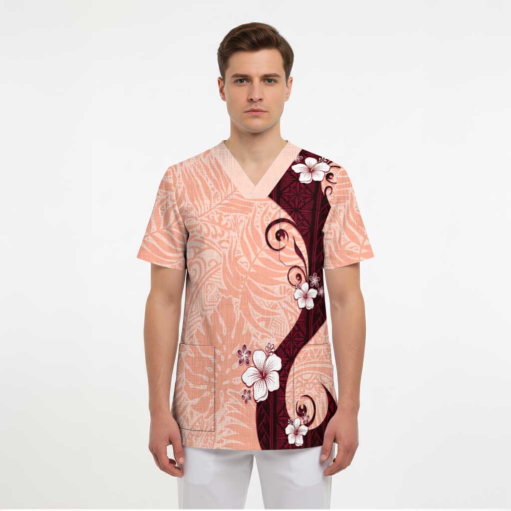 Polynesia Hibiscus Scrub Top Rose Bud Curve Motif LT05 - Polynesian Pride