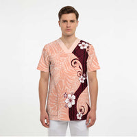 Polynesia Hibiscus Scrub Top Rose Bud Curve Motif LT05 - Polynesian Pride