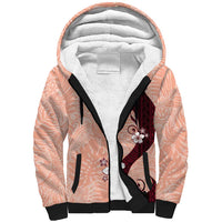 Polynesia Hibiscus Sherpa Hoodie Rose Bud Curve Motif LT05 Unisex Red - Polynesian Pride