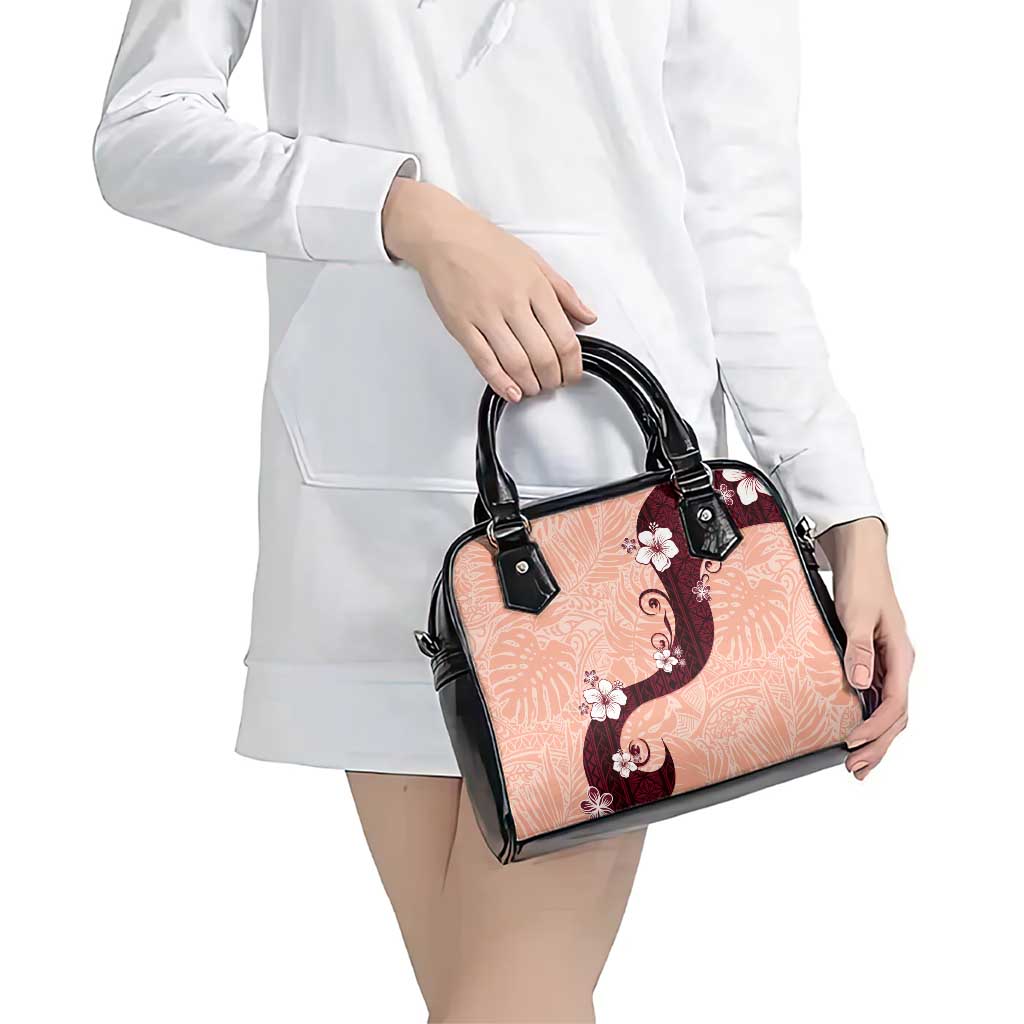 Polynesia Hibiscus Shoulder Handbag Rose Bud Curve Motif - Polynesian Pride