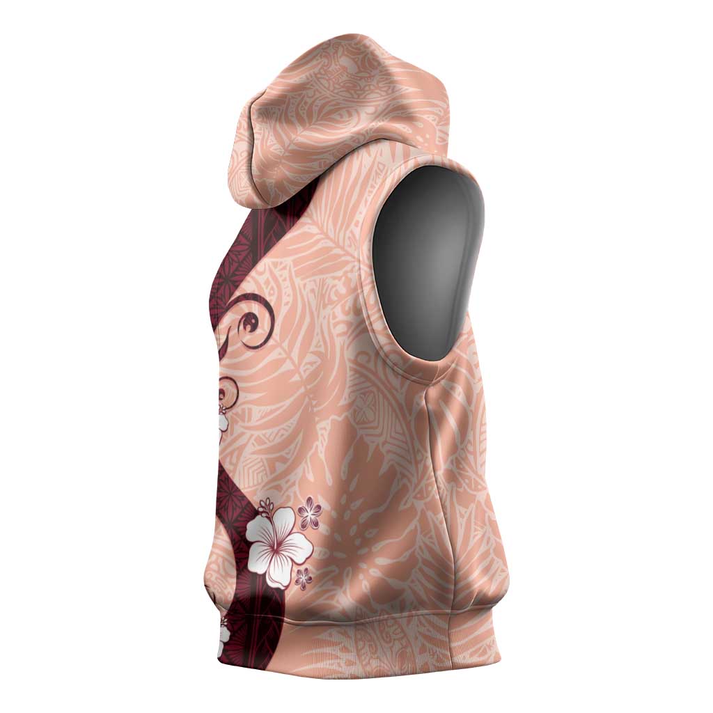 Polynesia Hibiscus Sleeveless Hoodie Rose Bud Curve Motif LT05 - Polynesian Pride