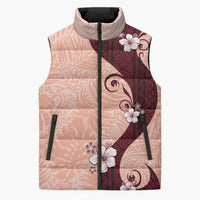 Polynesia Hibiscus Sleeveless Puffer Jacket Rose Bud Curve Motif LT05 Unisex Red - Polynesian Pride