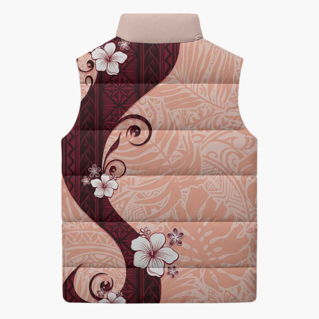 Polynesia Hibiscus Sleeveless Puffer Jacket Rose Bud Curve Motif LT05 - Polynesian Pride