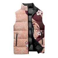 Polynesia Hibiscus Sleeveless Puffer Jacket Rose Bud Curve Motif LT05 - Polynesian Pride
