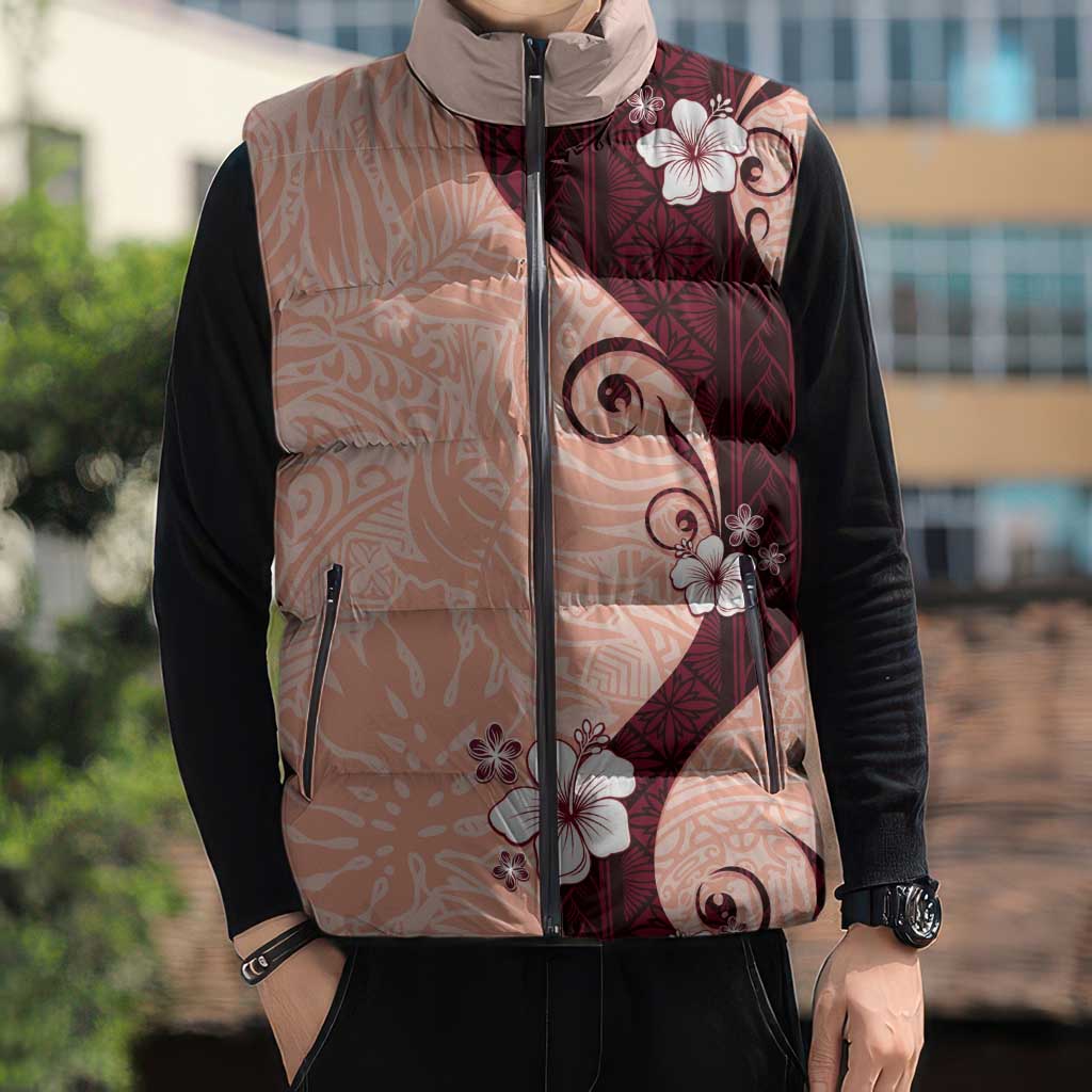 Polynesia Hibiscus Sleeveless Puffer Jacket Rose Bud Curve Motif LT05 - Polynesian Pride