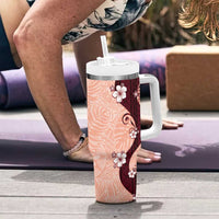 Polynesia Hibiscus Tumbler With Handle Rose Bud Curve Motif - Polynesian Pride