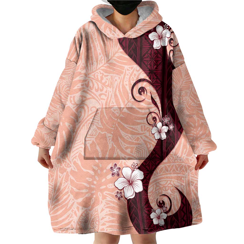 Polynesia Hibiscus Wearable Blanket Hoodie Rose Bud Curve Motif LT05 - Polynesian Pride