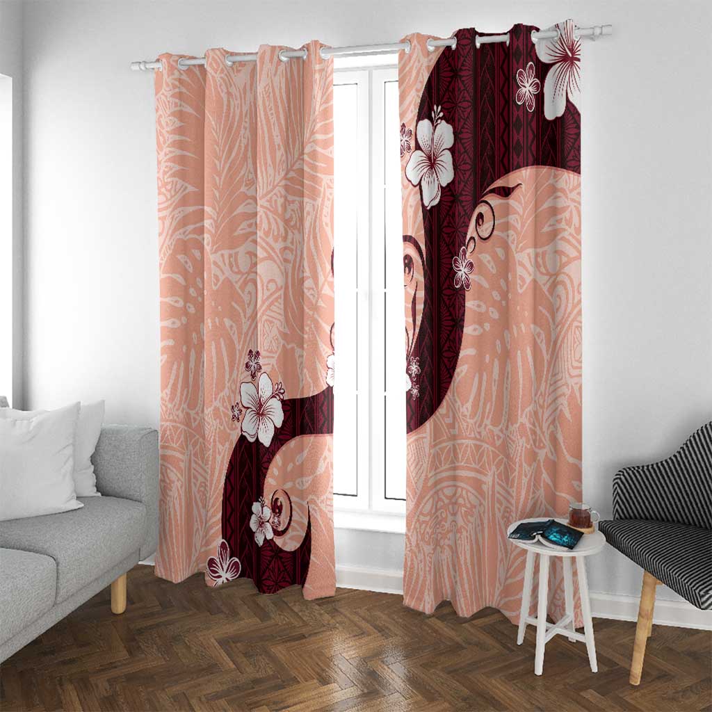 Polynesia Hibiscus Window Curtain Rose Bud Curve Motif - Polynesian Pride