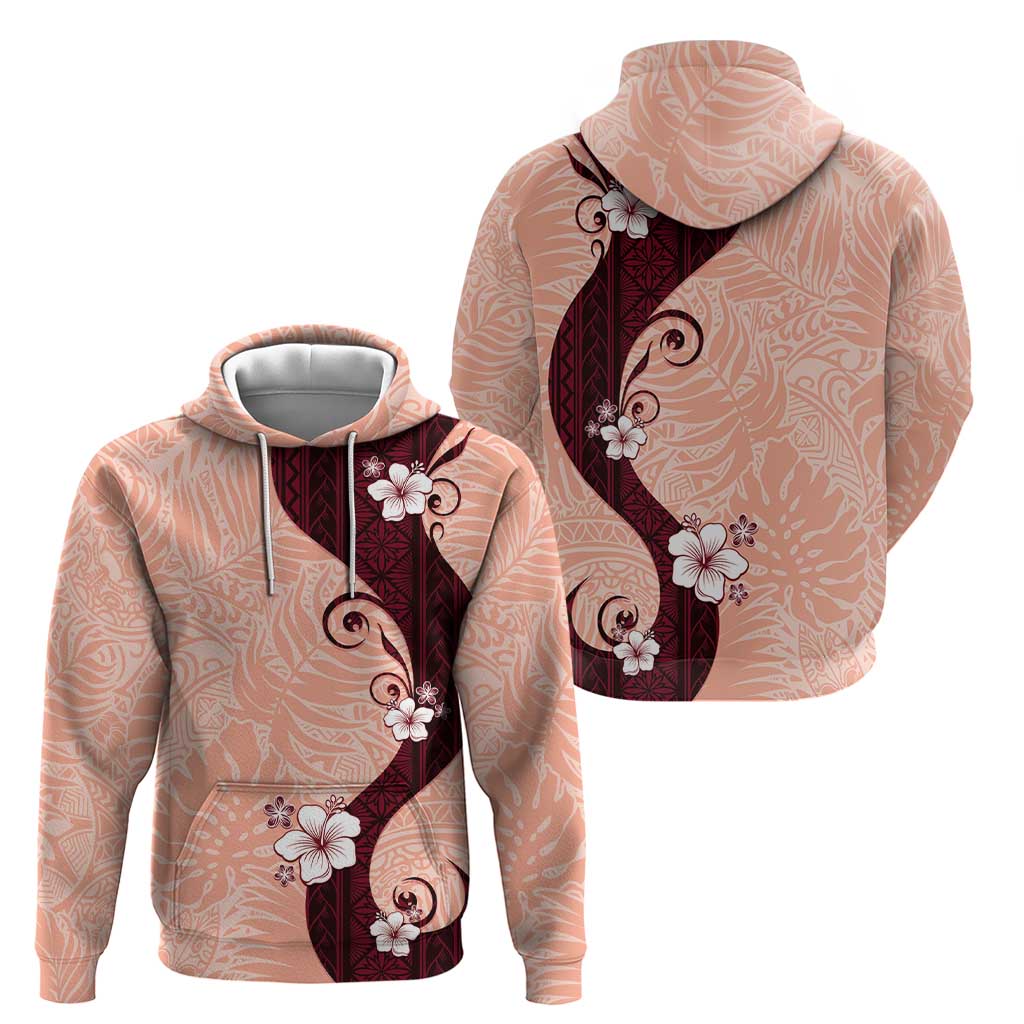 Polynesia Hibiscus Zip Hoodie Rose Bud Curve Motif - Polynesian Pride