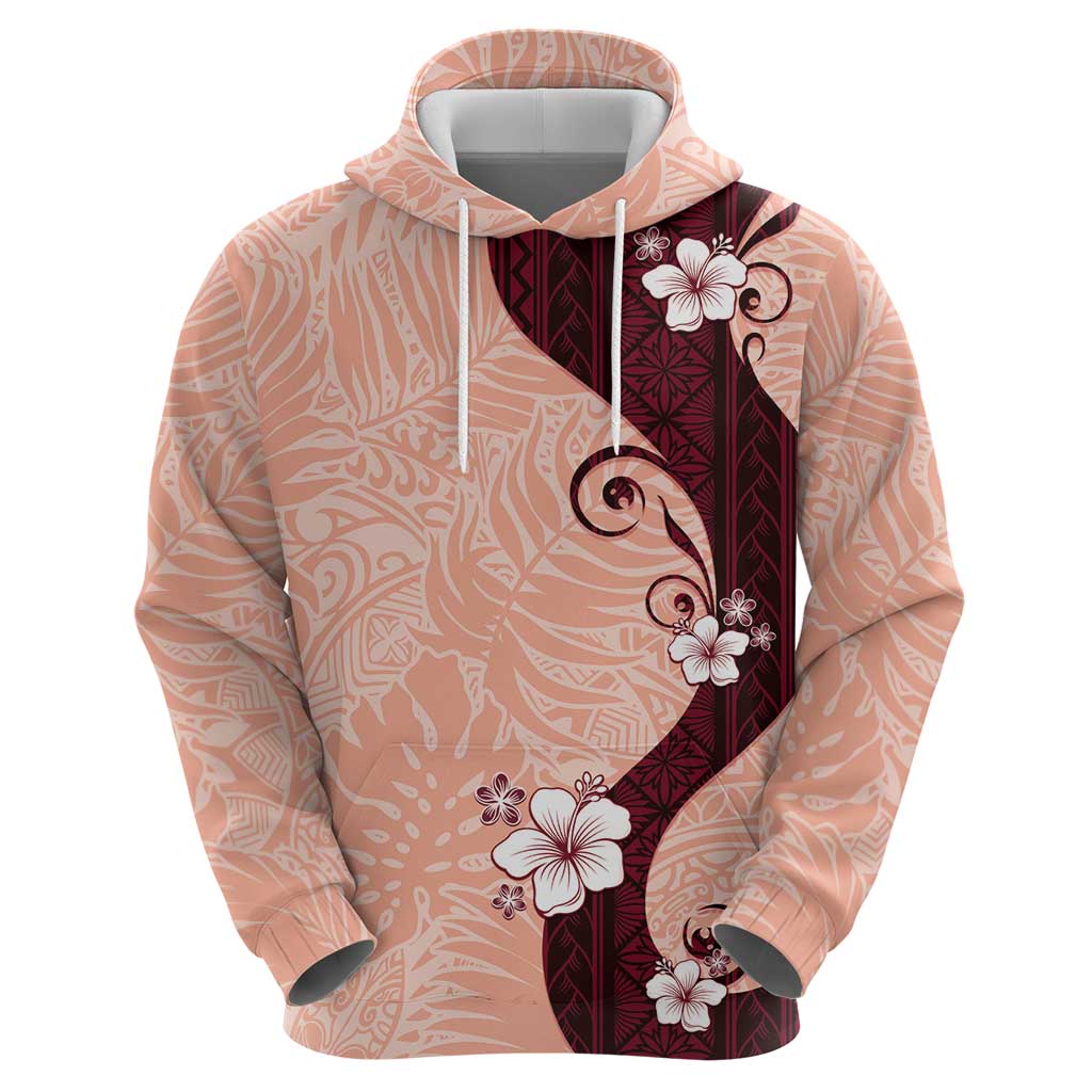 Polynesia Hibiscus Zip Hoodie Rose Bud Curve Motif - Polynesian Pride