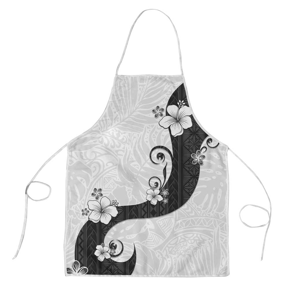 Polynesia Hibiscus Apron White Curve Motif LT05 White - Polynesian Pride