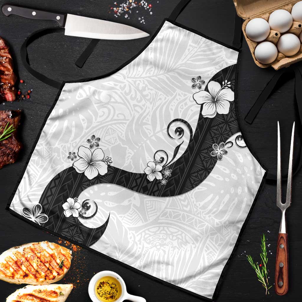 Polynesia Hibiscus Apron White Curve Motif LT05 White - Polynesian Pride