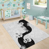 Polynesia Hibiscus Area Rug White Curve Motif - Polynesian Pride