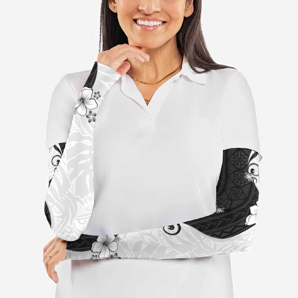 Polynesia Hibiscus Arm Sleeves White Curve Motif - Polynesian Pride