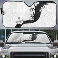 Polynesia Hibiscus Auto Sun Shade White Curve Motif - Polynesian Pride