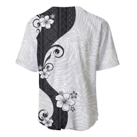 Polynesia Hibiscus Baseball Jersey White Curve Motif - Polynesian Pride