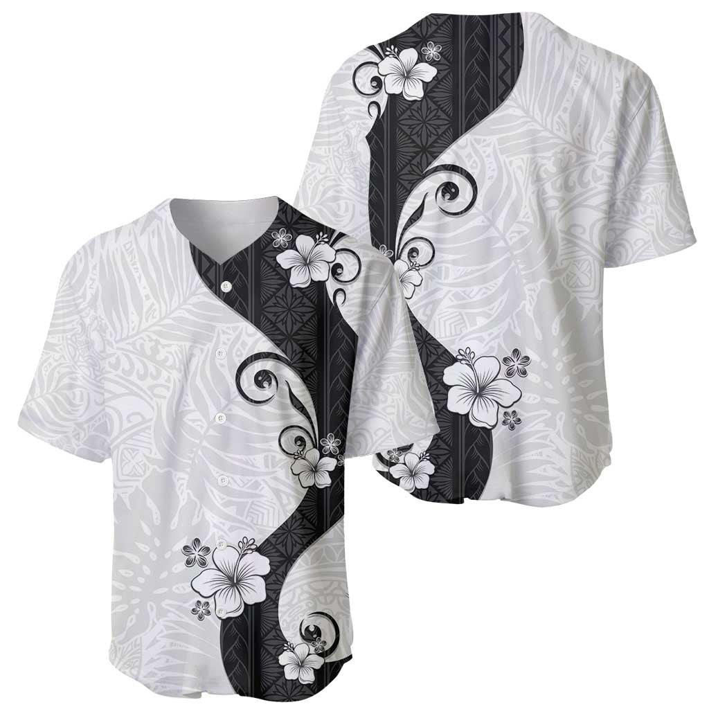 Polynesia Hibiscus Baseball Jersey White Curve Motif - Polynesian Pride