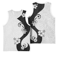 Polynesia Hibiscus Basketball Jersey White Curve Motif LT05 - Polynesian Pride