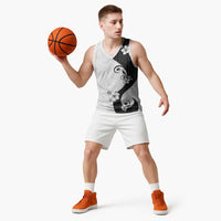 Polynesia Hibiscus Basketball Jersey White Curve Motif LT05 - Polynesian Pride