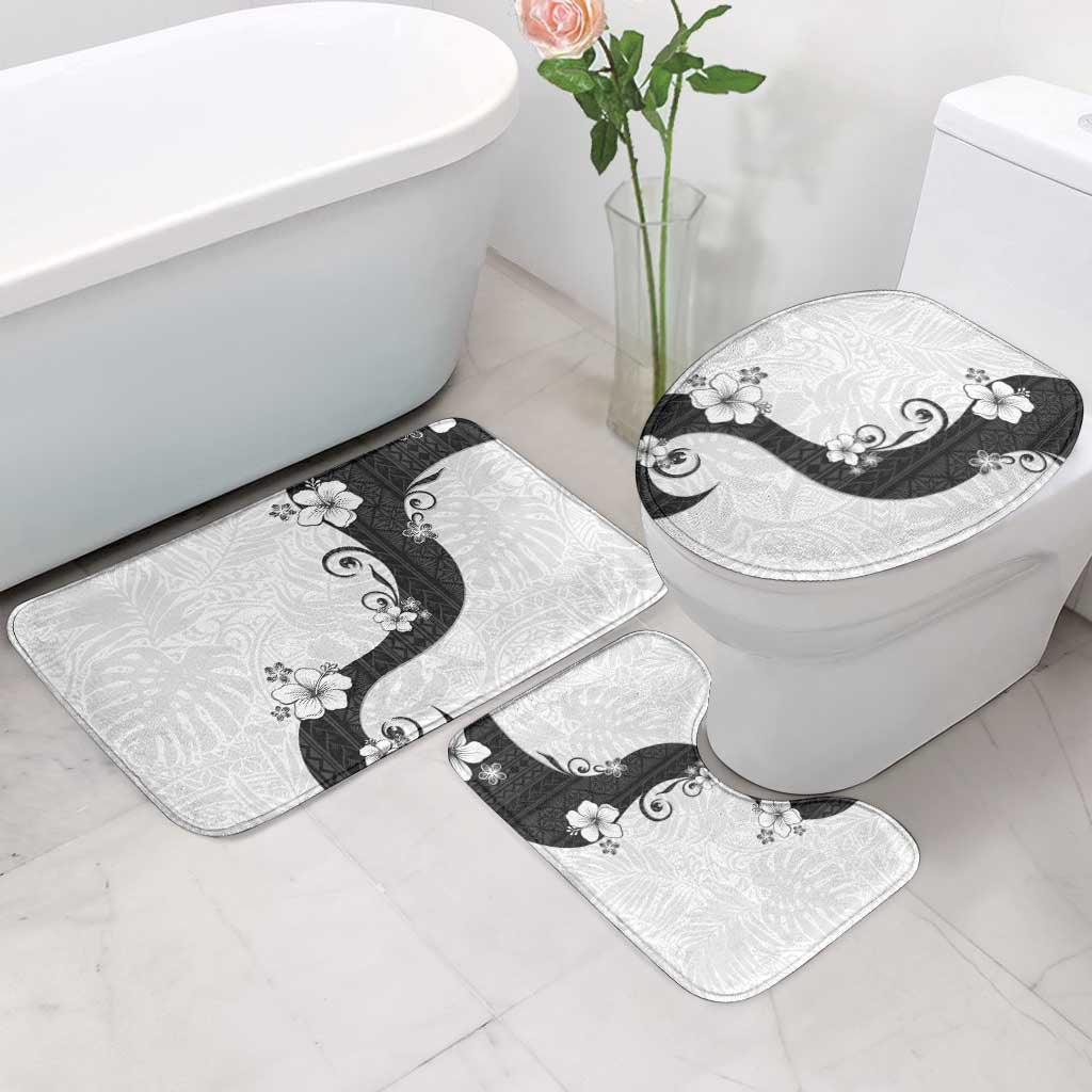 Polynesia Hibiscus Bathroom Set White Curve Motif - Polynesian Pride