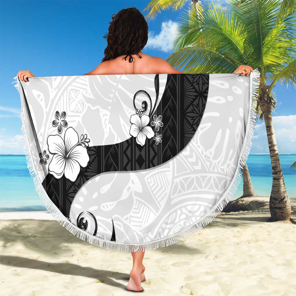 Polynesia Hibiscus Beach Blanket White Curve Motif LT05 - Polynesian Pride