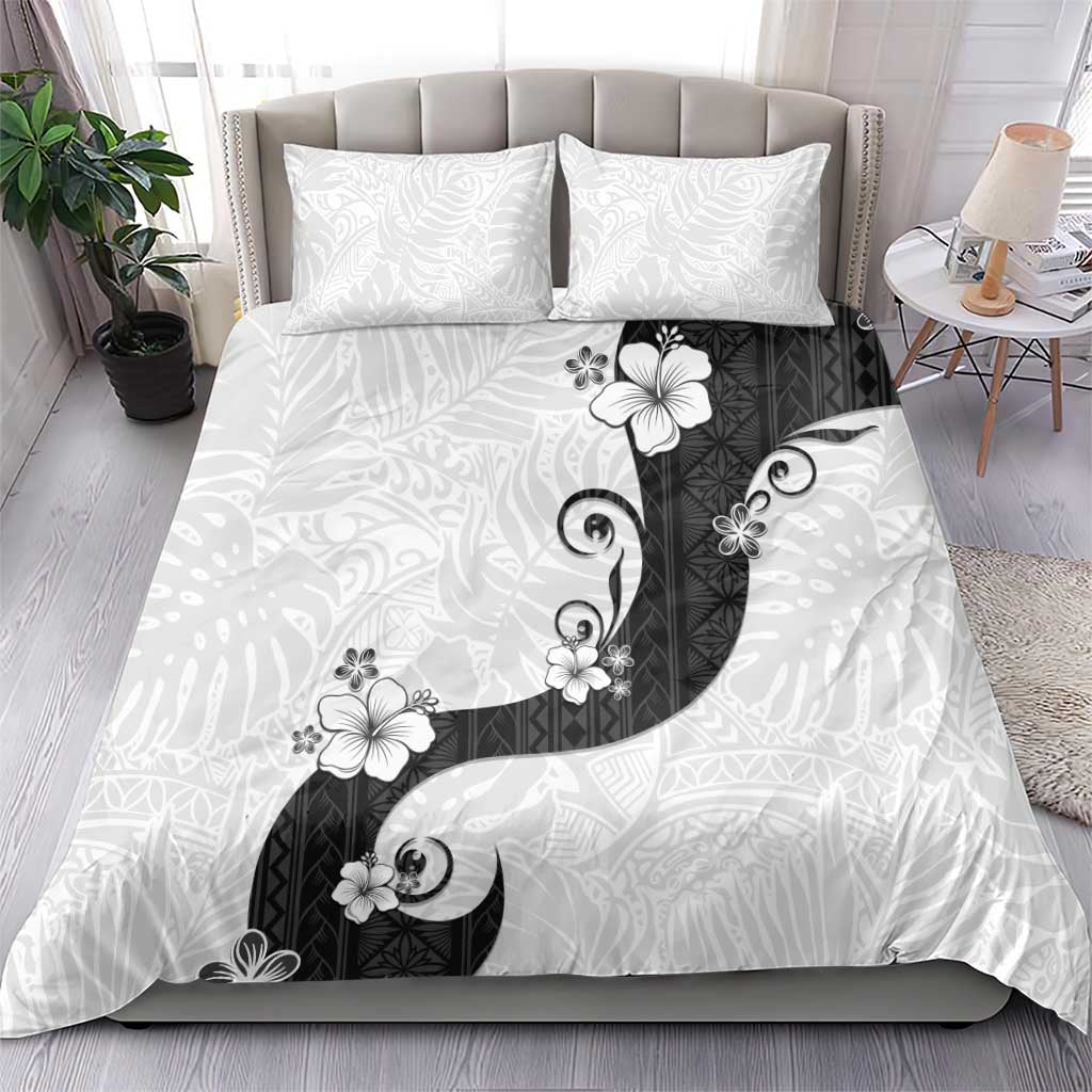 Polynesia Hibiscus Bedding Set White Curve Motif - Polynesian Pride