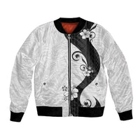 Polynesia Hibiscus Bomber Jacket White Curve Motif - Polynesian Pride