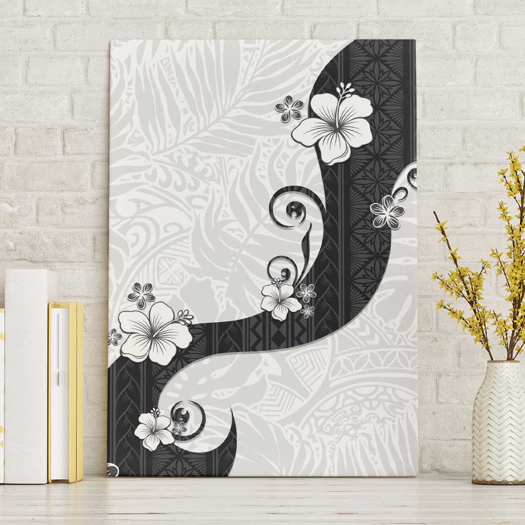 Polynesia Hibiscus Canvas Wall Art White Curve Motif LT05 Without Frame White - Polynesian Pride