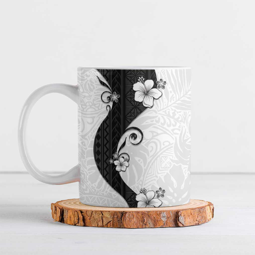 Polynesia Hibiscus Ceramic Mug White Curve Motif LT05 White - Polynesian Pride