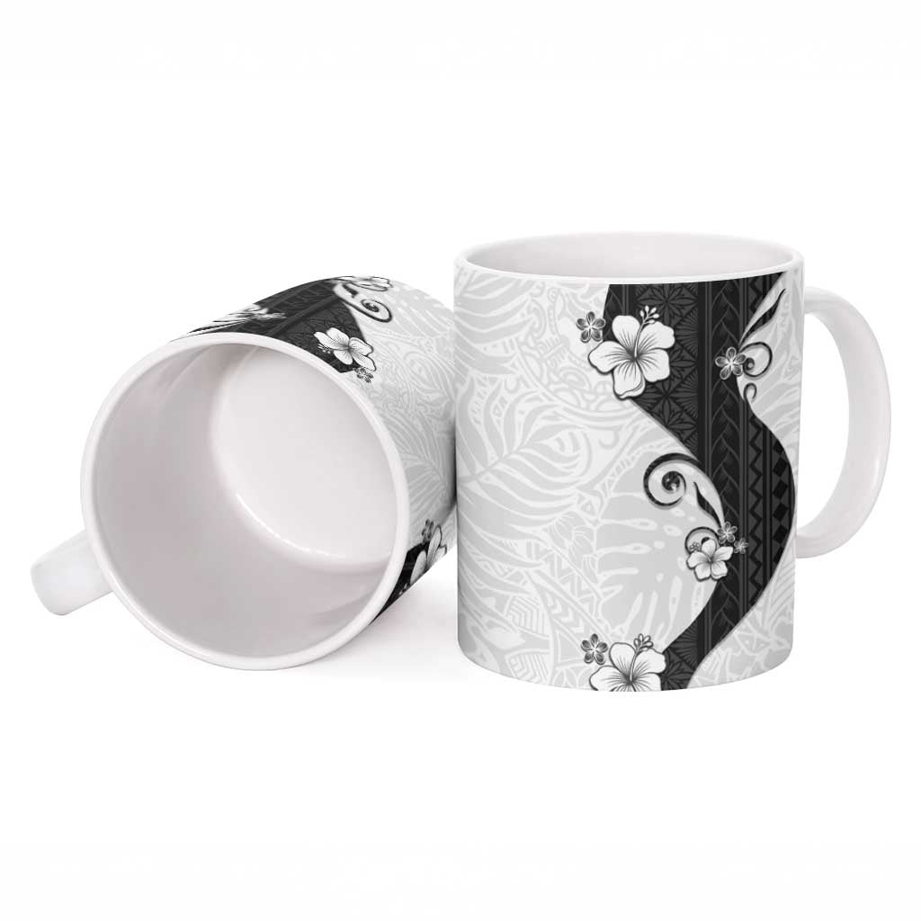 Polynesia Hibiscus Ceramic Mug White Curve Motif LT05 - Polynesian Pride