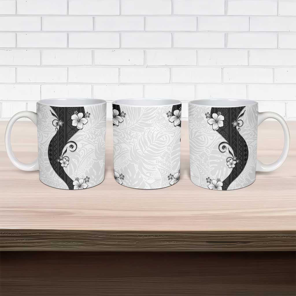 Polynesia Hibiscus Ceramic Mug White Curve Motif LT05 - Polynesian Pride