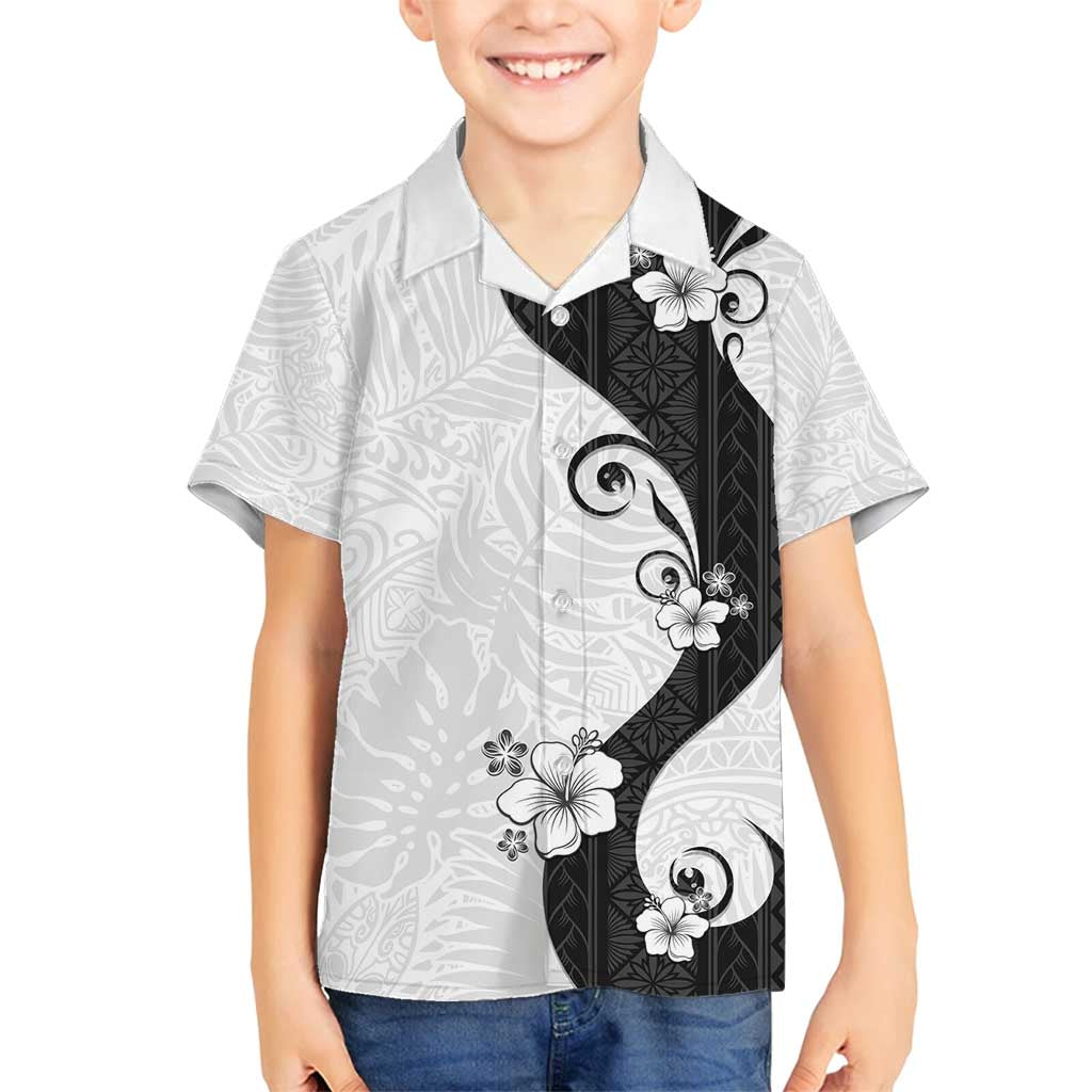 Polynesia Hibiscus Family Matching Summer Maxi Dress and Hawaiian Shirt White Curve Motif - Polynesian Pride